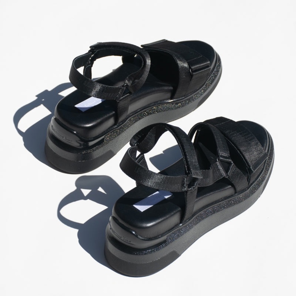 Suzanne Rae Black Platform Velcro Sandals EU 40 - Picture 3 of 9